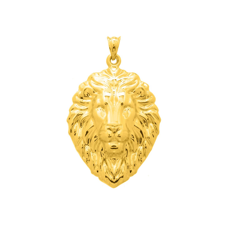 Colgante de cabeza de león en oro amarillo de 14 quilates