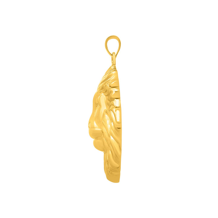 Colgante de cabeza de león en oro amarillo de 14 quilates
