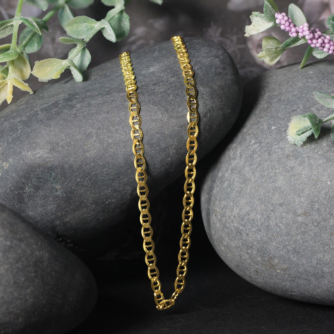 Cadena de eslabones estilo marinero de oro amarillo de 10 k (3,20 mm)