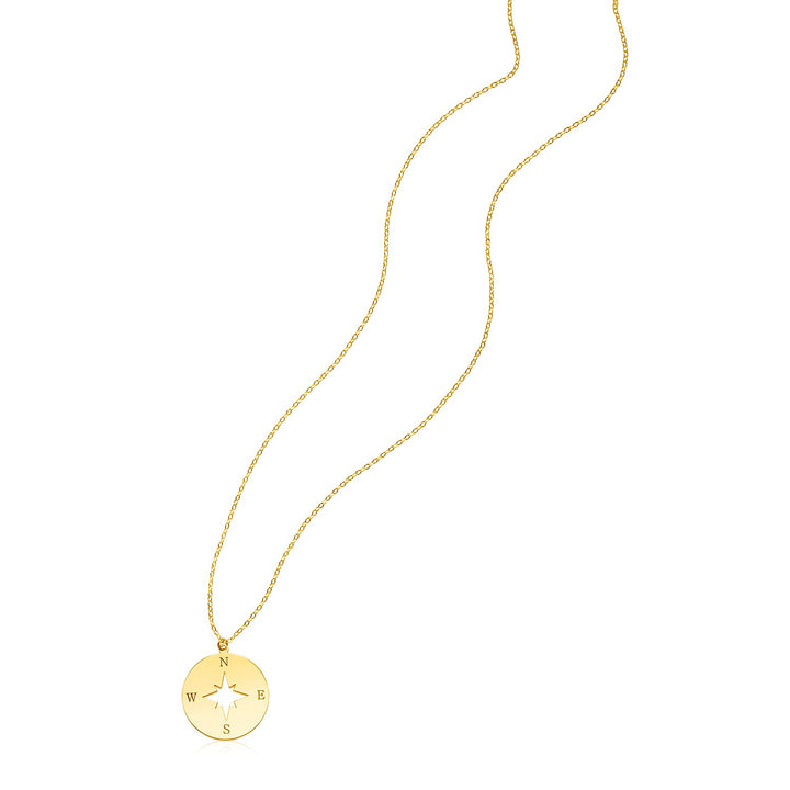 Collar de oro amarillo de 14 quilates con brújula