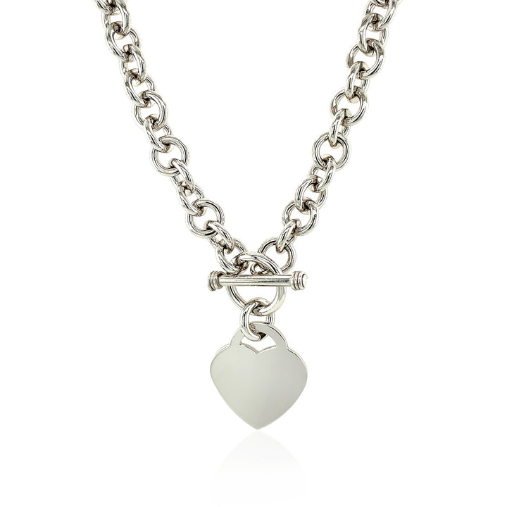 Cadena Rolo de plata esterlina con dije de corazón y baño de rodio