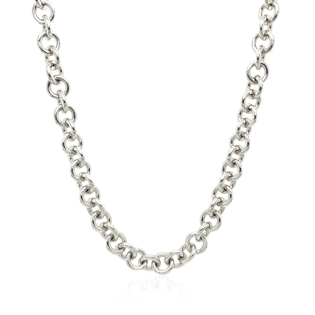 Collar de cadena rolo de plata esterlina con baño de rodio y dije de corazón