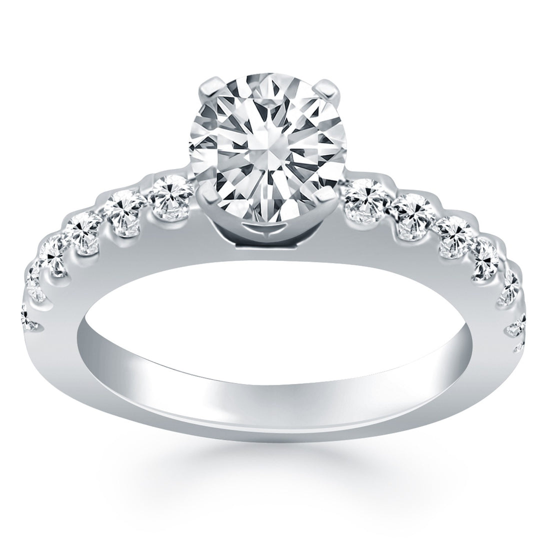 Anillo de compromiso con micro garras de diamante en oro blanco de 14 k.
