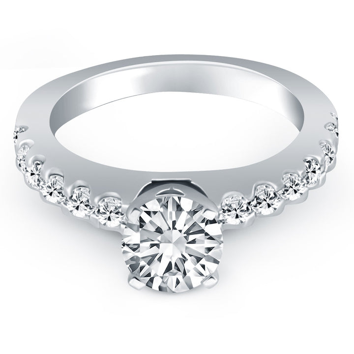 Anillo de compromiso con micro garras de diamante en oro blanco de 14 k.