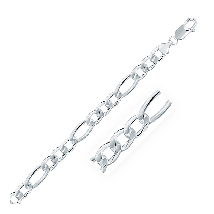 Cadena estilo fígaro de plata de ley rodiada (8,10 mm)