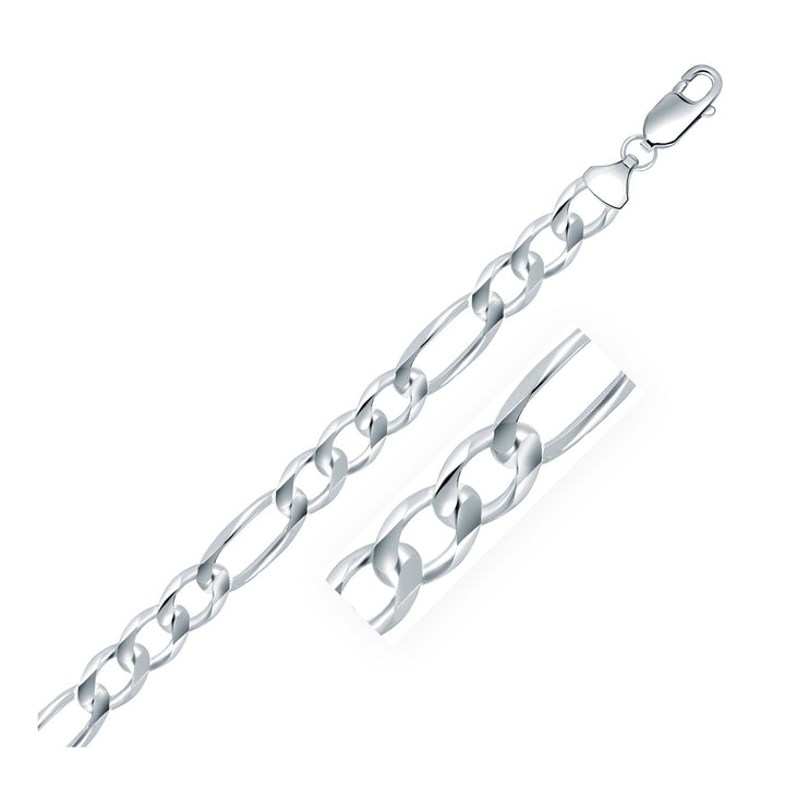 Cadena estilo fígaro de plata de ley rodiada de 8,8 mm (8,80 mm)