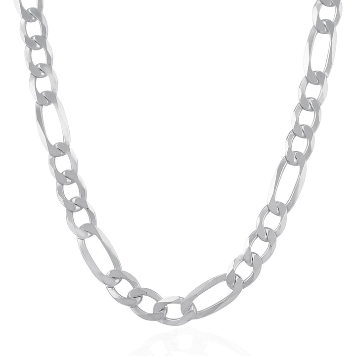 Cadena estilo fígaro de plata de ley rodiada de 8,8 mm (8,80 mm)