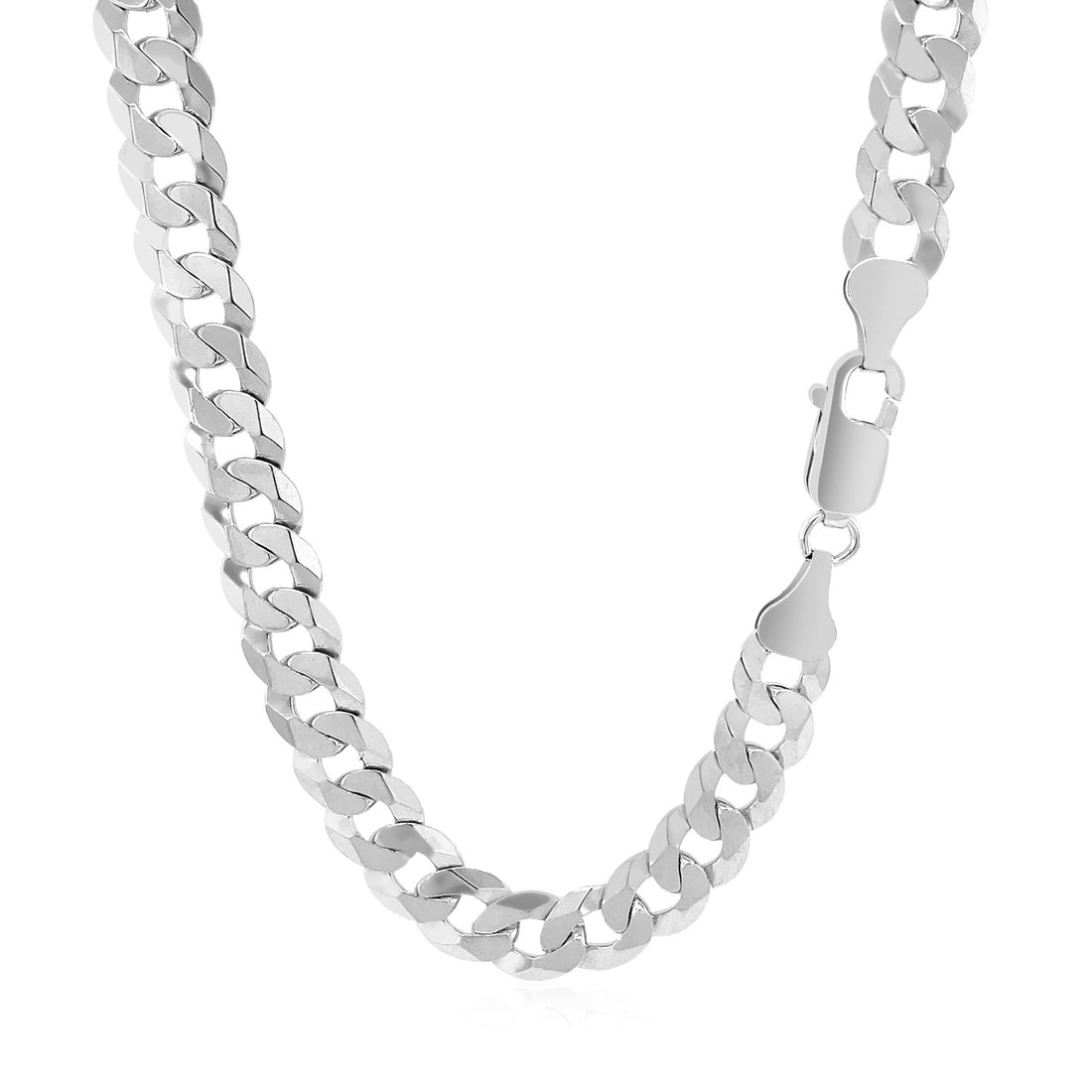 Cadena de plata de ley rodiada con estilo curvo (7,20 mm)