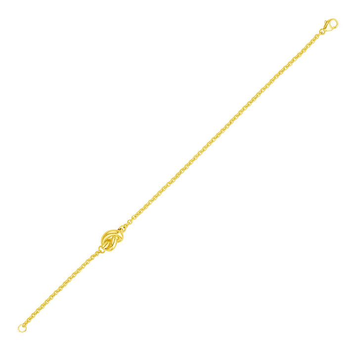 Pulsera de cadena de oro amarillo de 14 k con nudo pulido (7,50 mm)