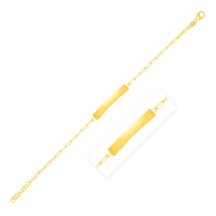 Pulsera de cadena de clip de 18 cm con barra de oro amarillo de 14 k (2,10 mm)