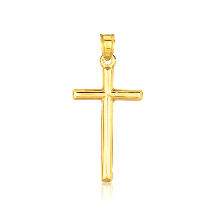 Colgante de cruz de oro amarillo de 14 k muy pulido