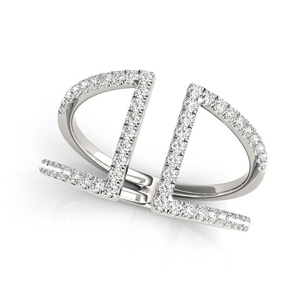 Anillo abierto de doble banda en oro blanco de 14 k con diamantes (1/2 ct)