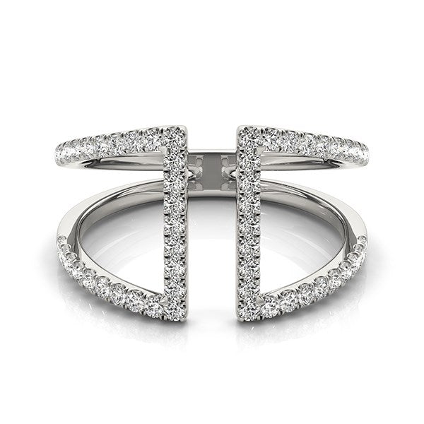 Anillo abierto de doble banda en oro blanco de 14 k con diamantes (1/2 ct)