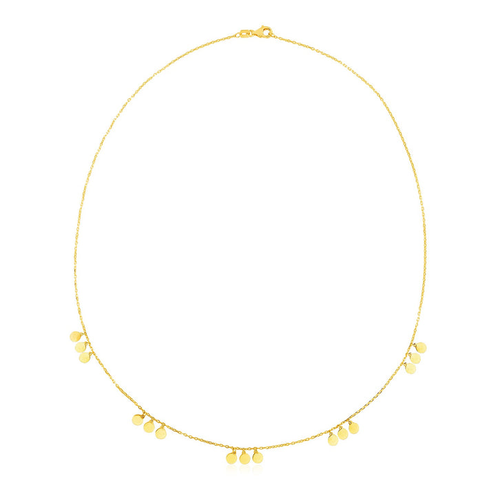 Collar de oro amarillo de 14 k con estaciones colgantes circulares
