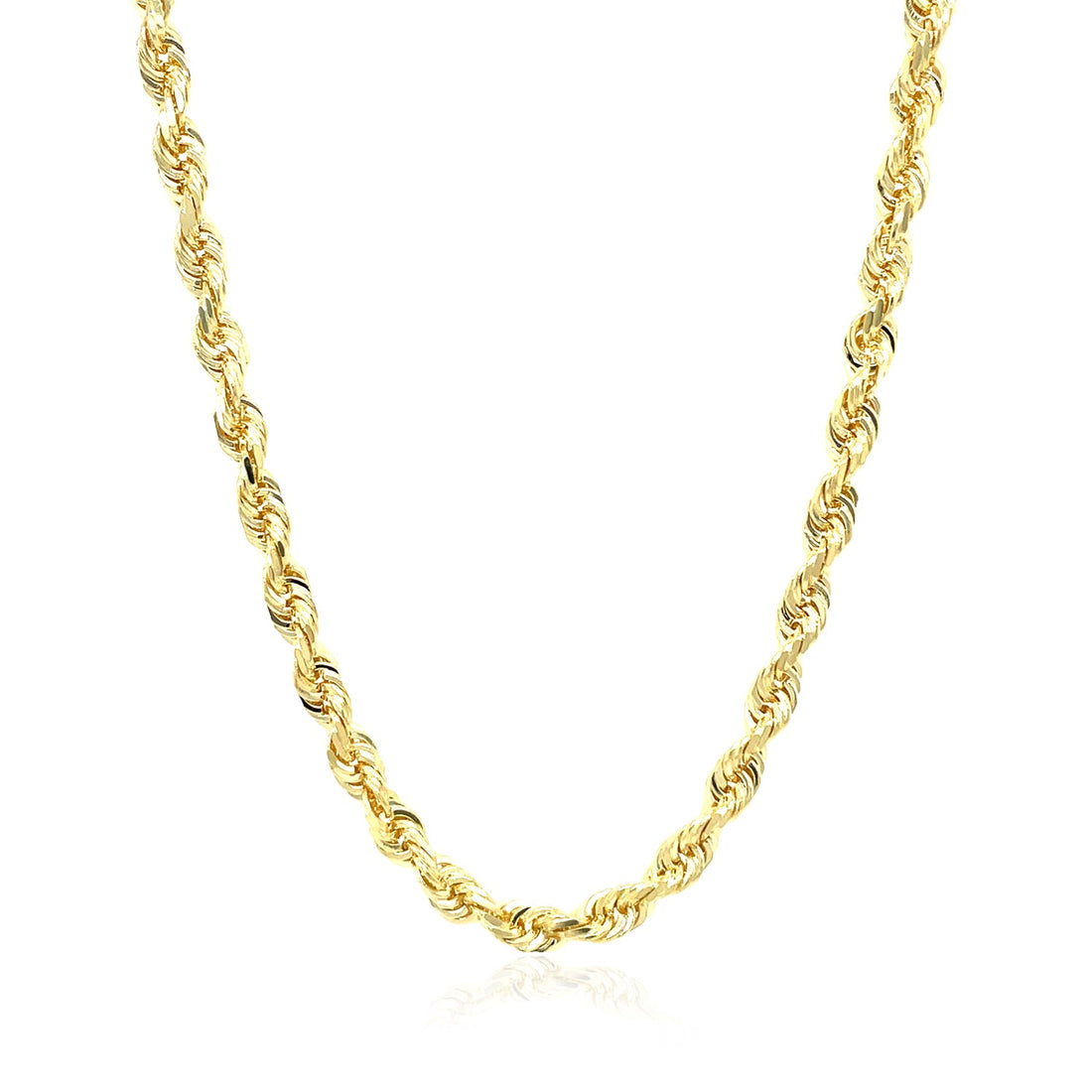 Cadena de eslabones macizos de oro amarillo de 10 k con corte de diamante (4,00 mm)