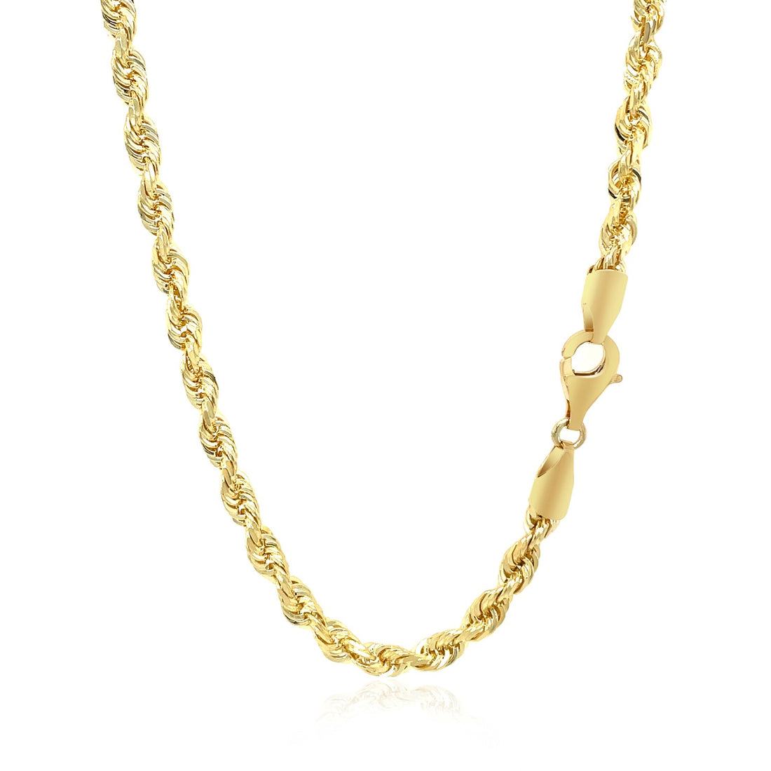 Cadena de eslabones macizos de oro amarillo de 10 k con corte de diamante (4,00 mm)