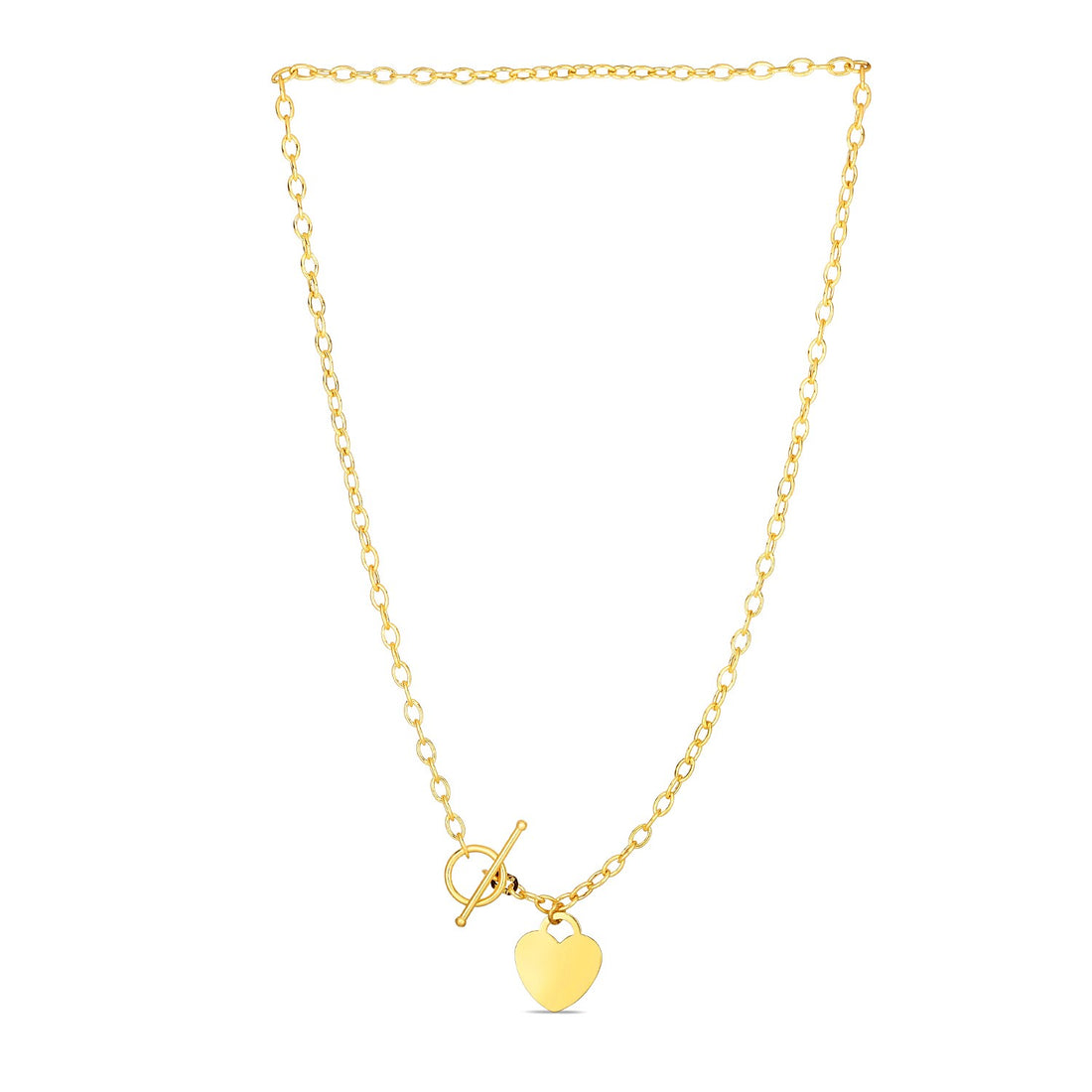 Collar con dije de corazón y cierre de palanca en oro amarillo de 14 k