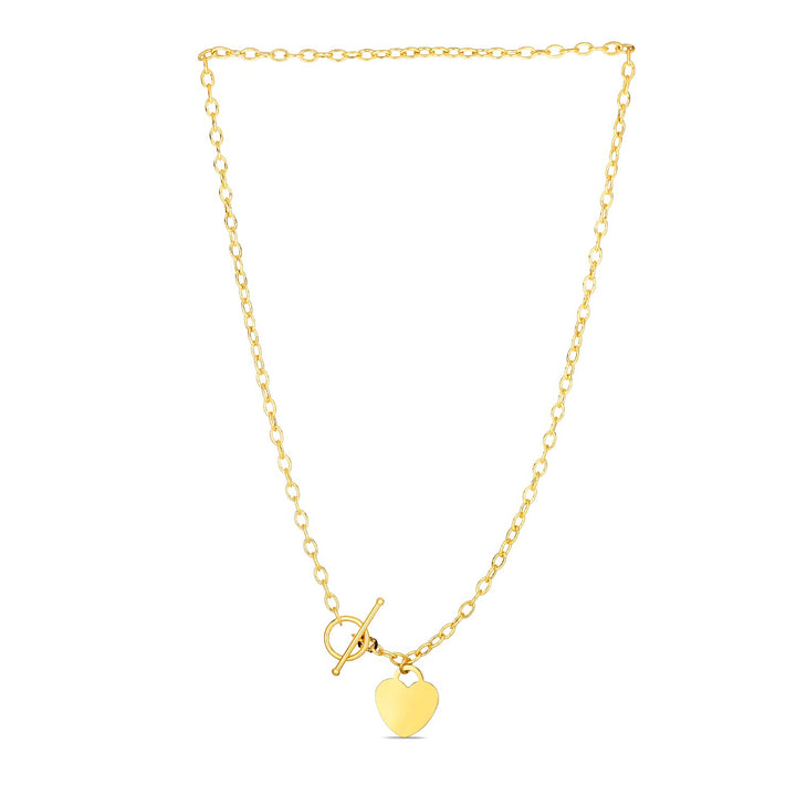 Collar con dije de corazón y cierre de palanca en oro amarillo de 14 k