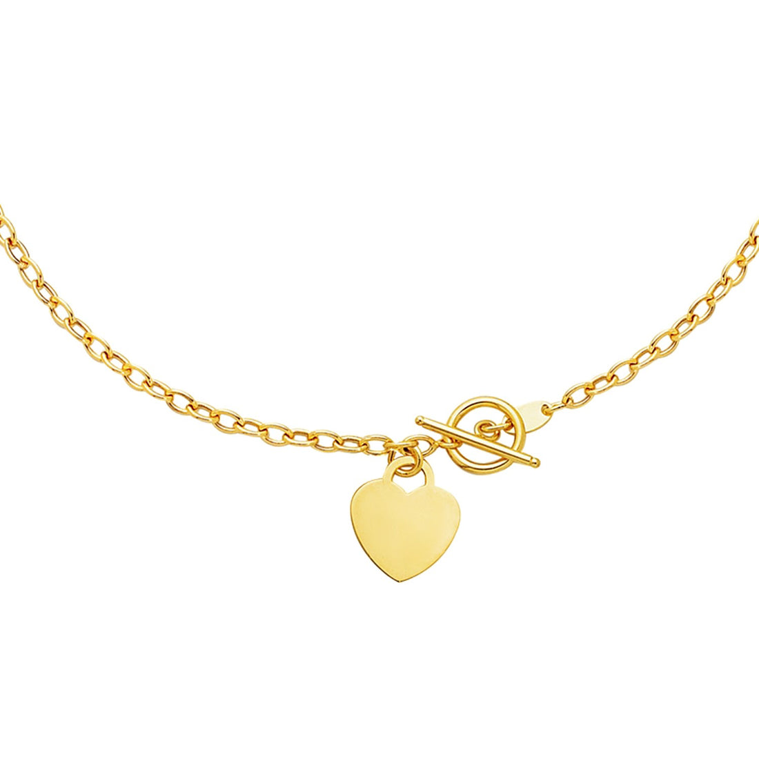 Collar con dije de corazón y cierre de palanca en oro amarillo de 14 k