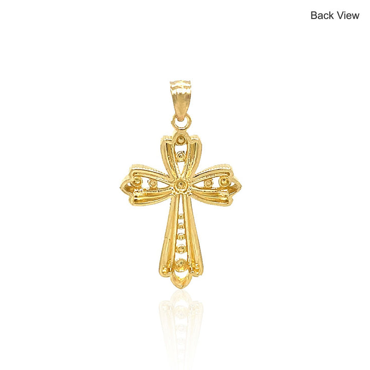 Colgante de cruz elegante en oro de dos tonos de 14 k con cortes de diamantes