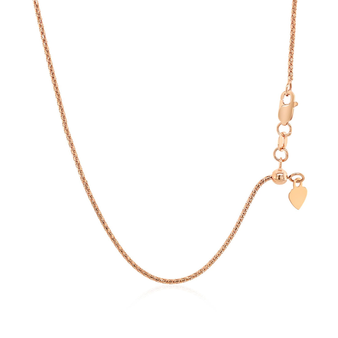 Cadena de palomitas de maíz ajustable de oro rosa de 14 k (1,30 mm)