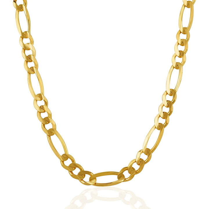 Cadena Figaro maciza de oro amarillo de 10 quilates (6,60 mm)