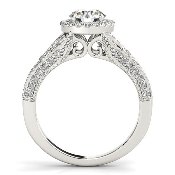 Anillo de compromiso de diamantes en oro blanco de 14 k con diseño barroco (1 1/8 ct)