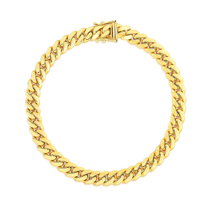 Pulsera clásica cubana Miami de oro amarillo de 10 k (7,10 mm)