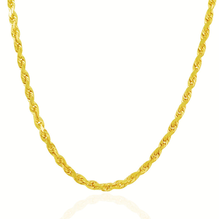 Cadena de eslabones macizos de oro amarillo de 10 k con corte de diamante (5,00 mm)