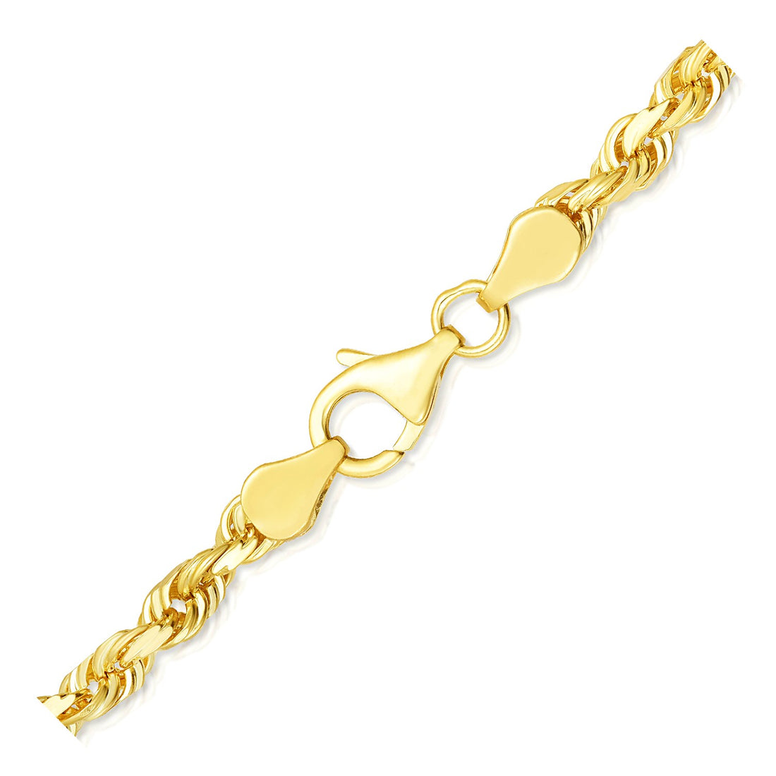 Cadena de eslabones macizos de oro amarillo de 10 k con corte de diamante (5,00 mm)