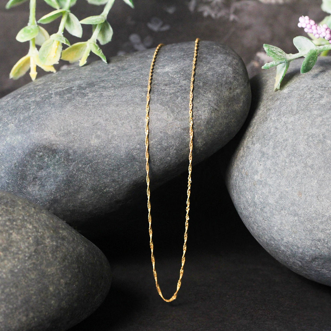 Cadena Singapur de oro amarillo de 10 k de 0,8 mm (0,80 mm)
