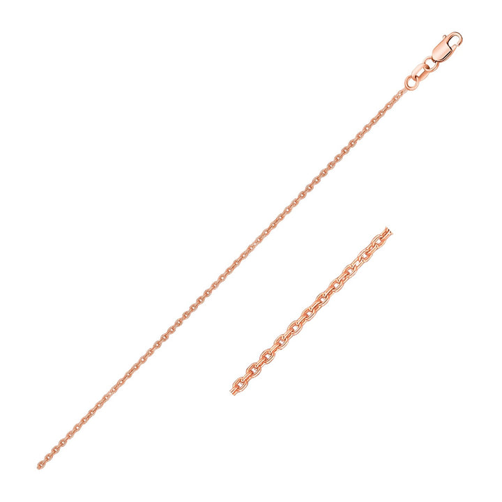 Cadena de eslabones tipo cable ovalados de oro rosa de 14 k (0,97 mm)
