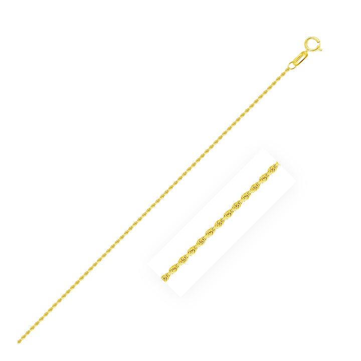 Cadena de eslabones macizos de oro amarillo de 10 k con corte de diamante (1,40 mm)