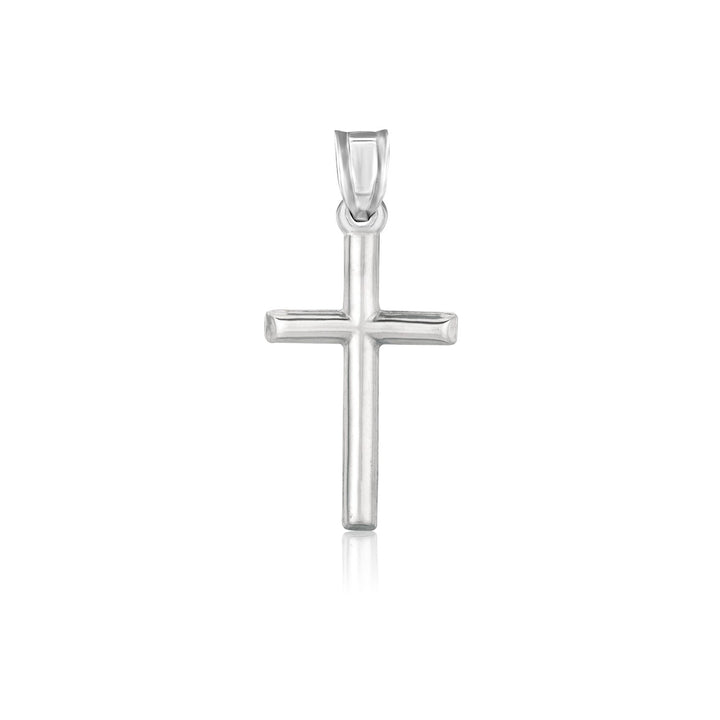 Colgante de cruz de oro blanco de 14 k muy pulido