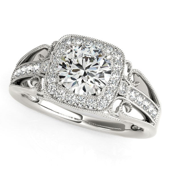 Anillo de compromiso de oro blanco de 14 k con diamantes de talla barroca (1 1/4 ct)