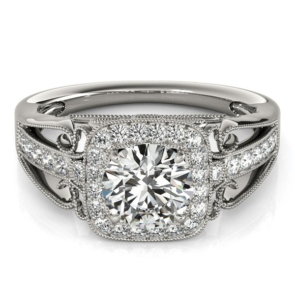 Anillo de compromiso de oro blanco de 14 k con diamantes de talla barroca (1 1/4 ct)