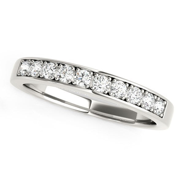 Alianza clásica de oro blanco de 14 k con diamantes (1/4 ct)