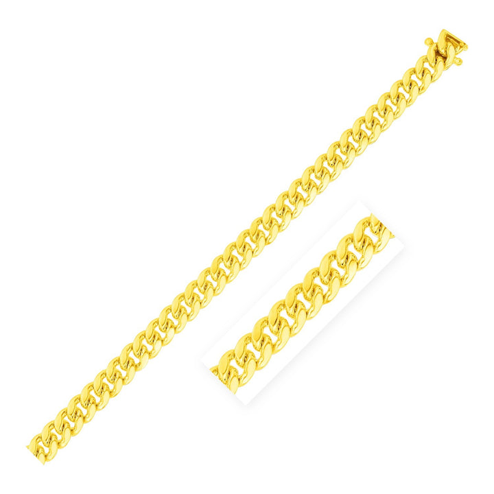Pulsera clásica cubana Miami de oro amarillo de 10 k (6,10 mm)