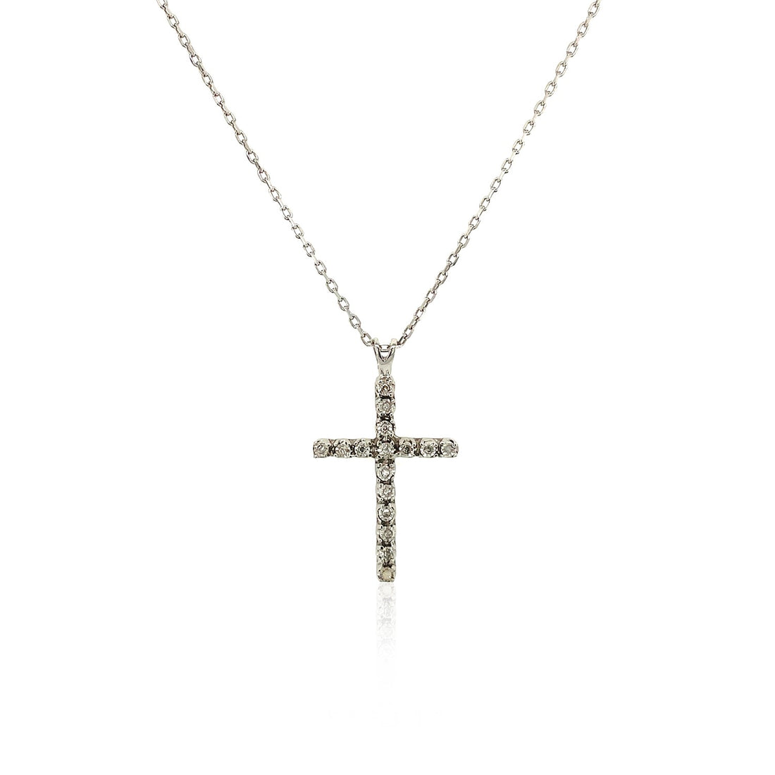 Colgante de cruz con diamantes en plata de ley