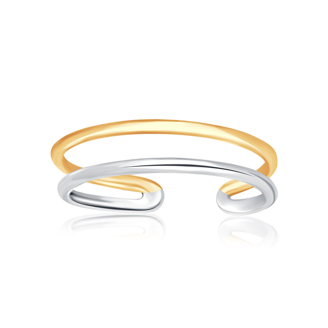 Anillo para el dedo del pie en oro de dos tonos de 14 k con un elegante estilo de alambre abierto