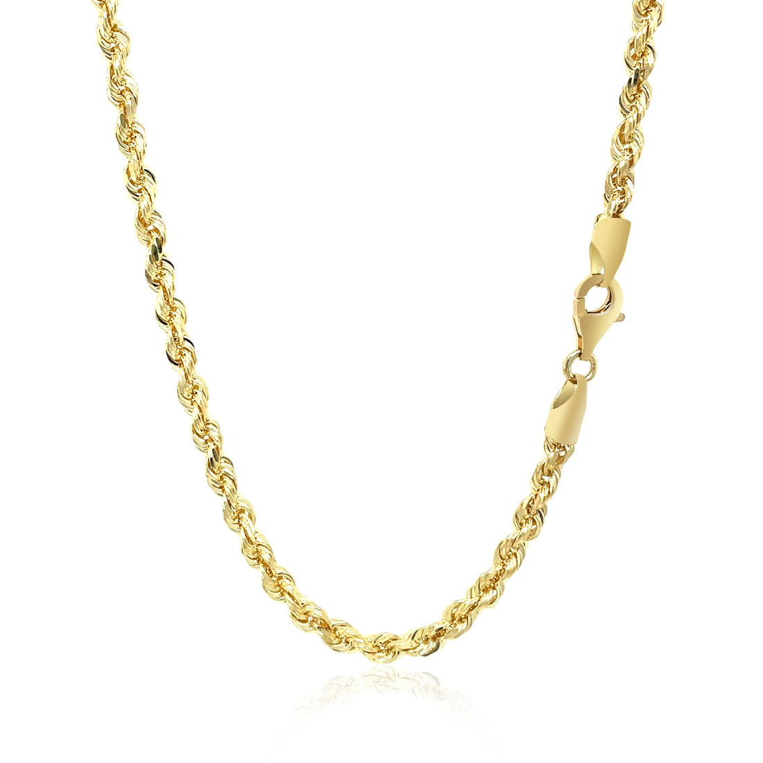Cadena de eslabones macizos de oro amarillo de 10 k con corte de diamante (3,50 mm)