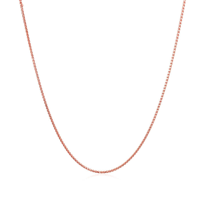 Cadena de espigas redondas de oro rosa de 14 k con corte de diamante (0,70 mm)