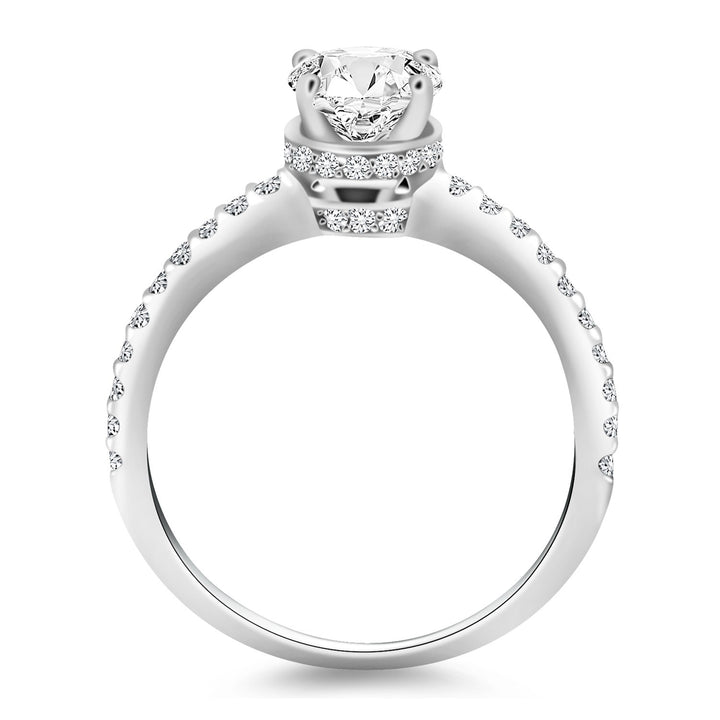 Anillo de compromiso con collar de diamantes en oro blanco de 14 k