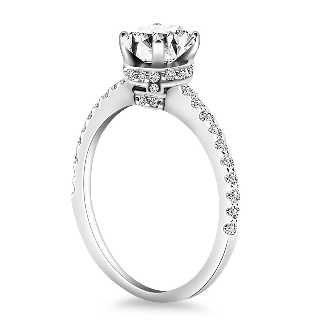 Anillo de compromiso con collar de diamantes en oro blanco de 14 k