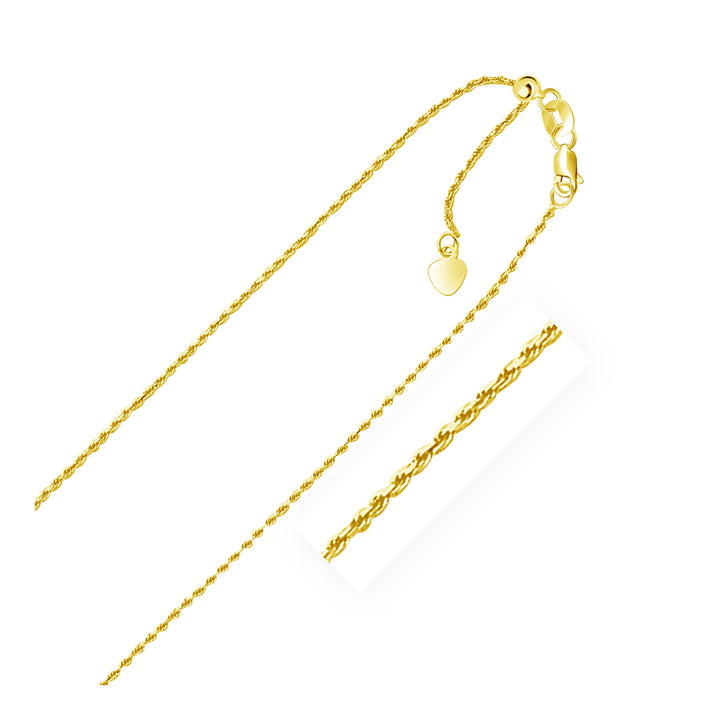 Cadena de eslabones ajustable de oro amarillo de 10 k (0,95 mm)
