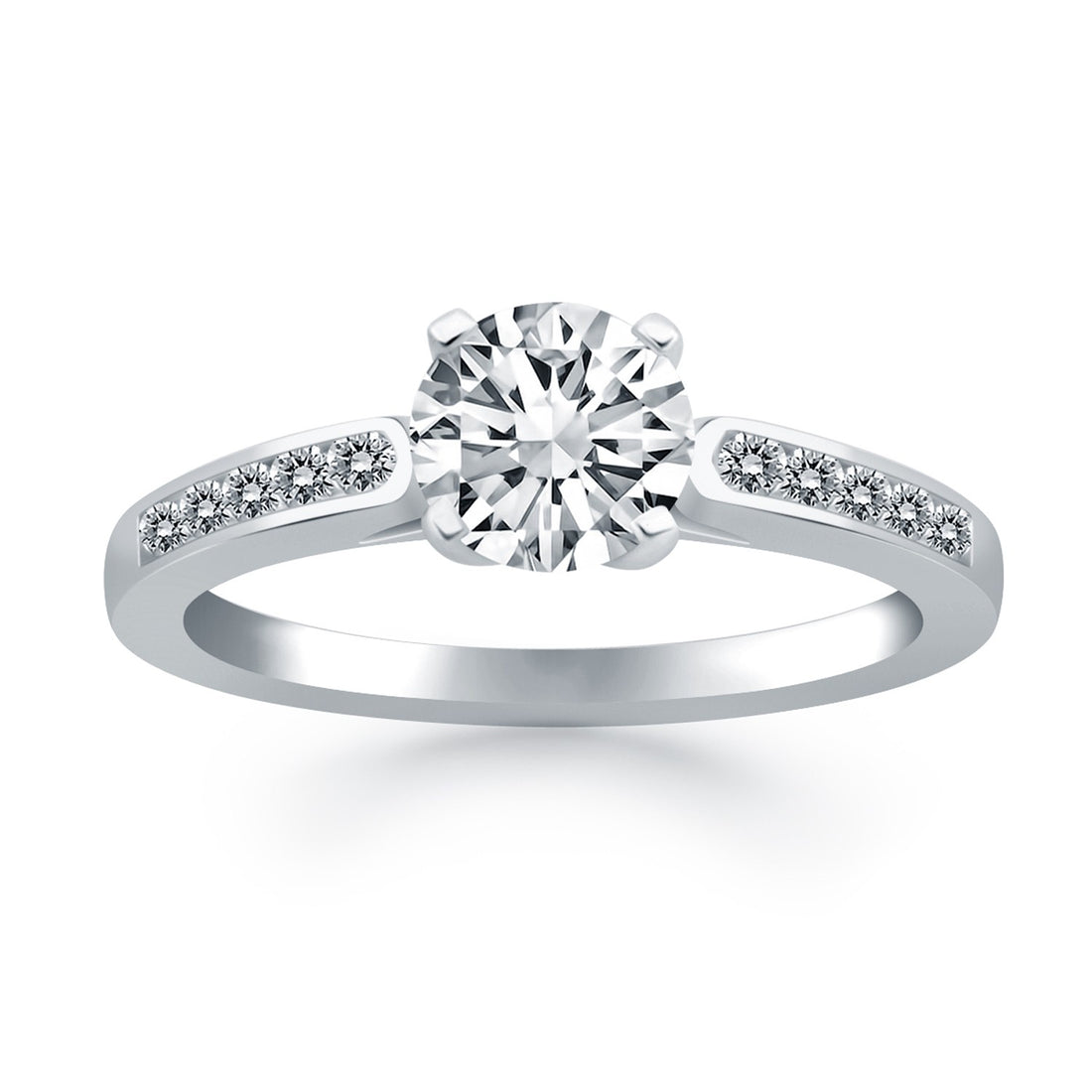 Anillo de compromiso con catedral de diamantes en oro blanco de 14 k