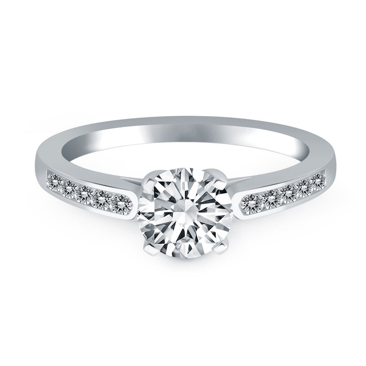 Anillo de compromiso con catedral de diamantes en oro blanco de 14 k