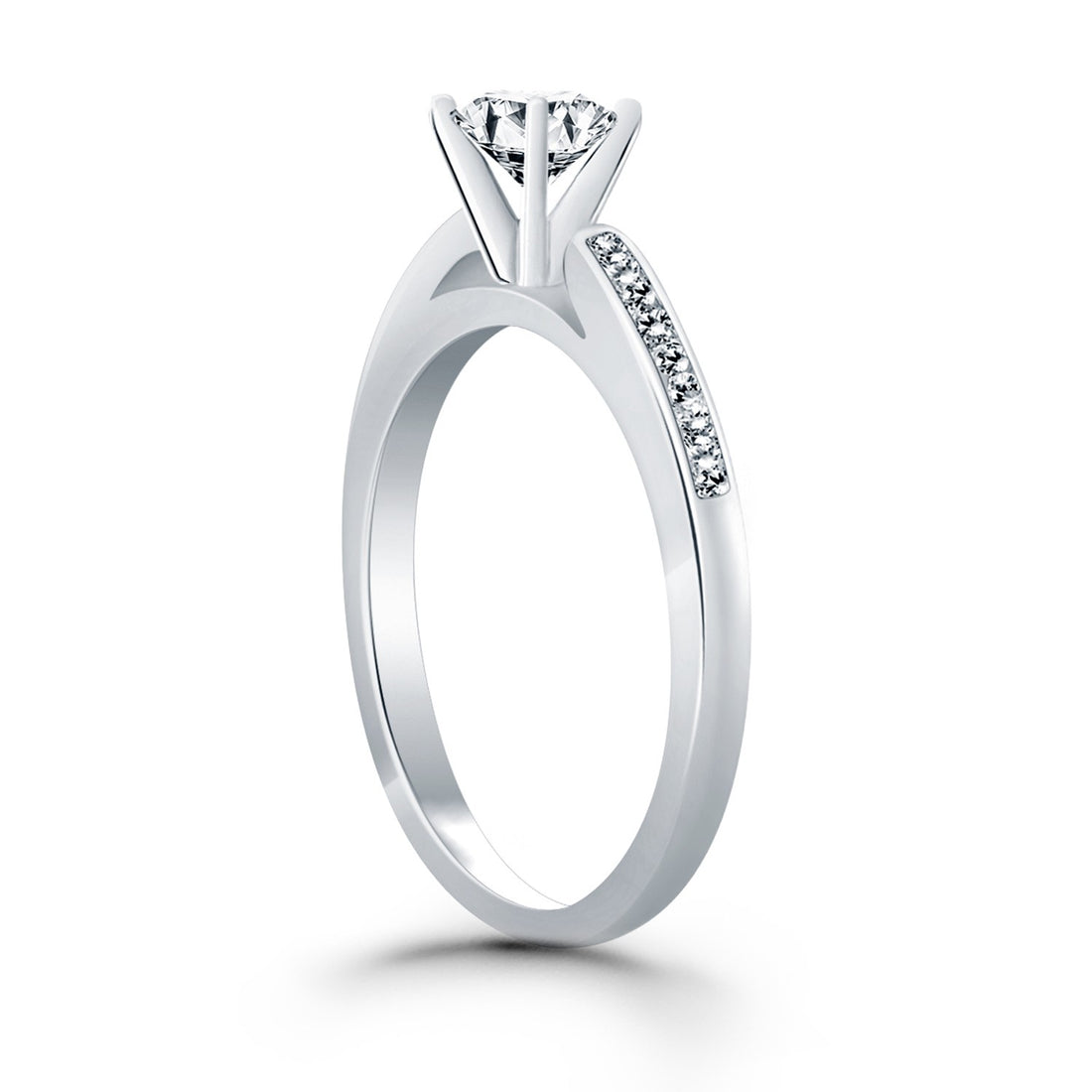 Anillo de compromiso con catedral de diamantes en oro blanco de 14 k