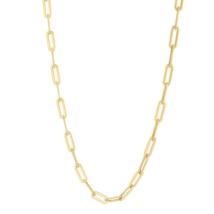 Collar con cadena de clip abovedada larga en oro amarillo de 14 k (4,80 mm)
