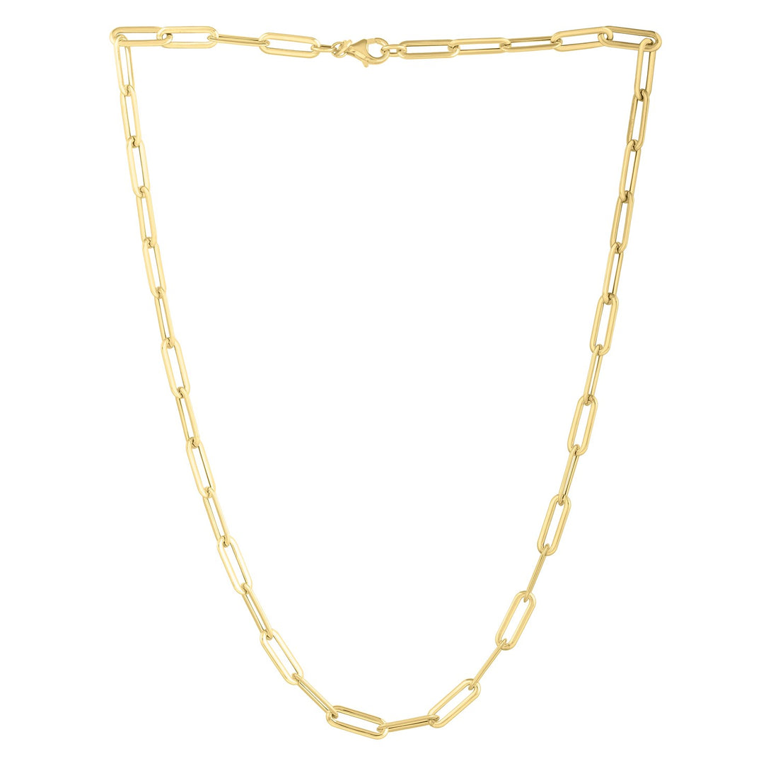 Collar con cadena de clip abovedada larga en oro amarillo de 14 k (4,80 mm)